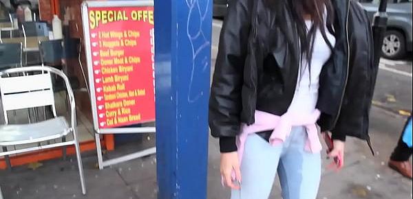  eager asian gets excited pissing in her jeans in front of everyone
